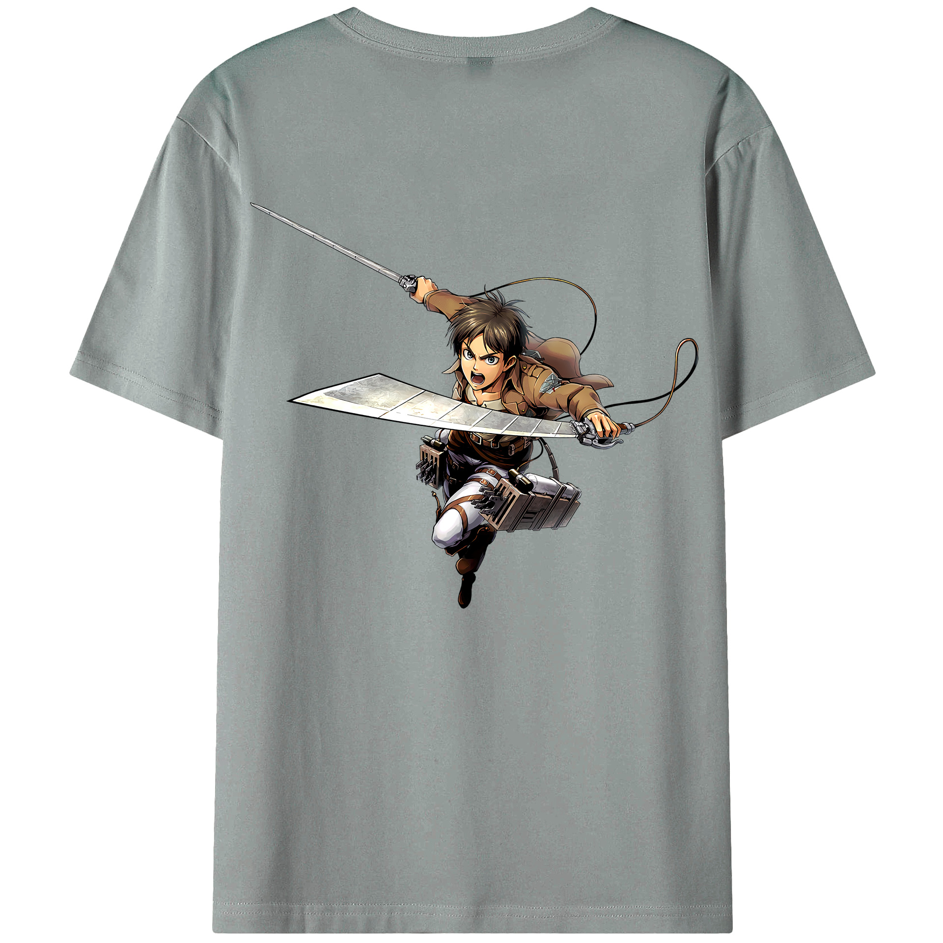 （画像用） 進撃の巨人 エレン･イェーガー Attack on Titan Eren Jäger 綿100％ メンズ半袖Tシャツ（バックプリント） 通気性